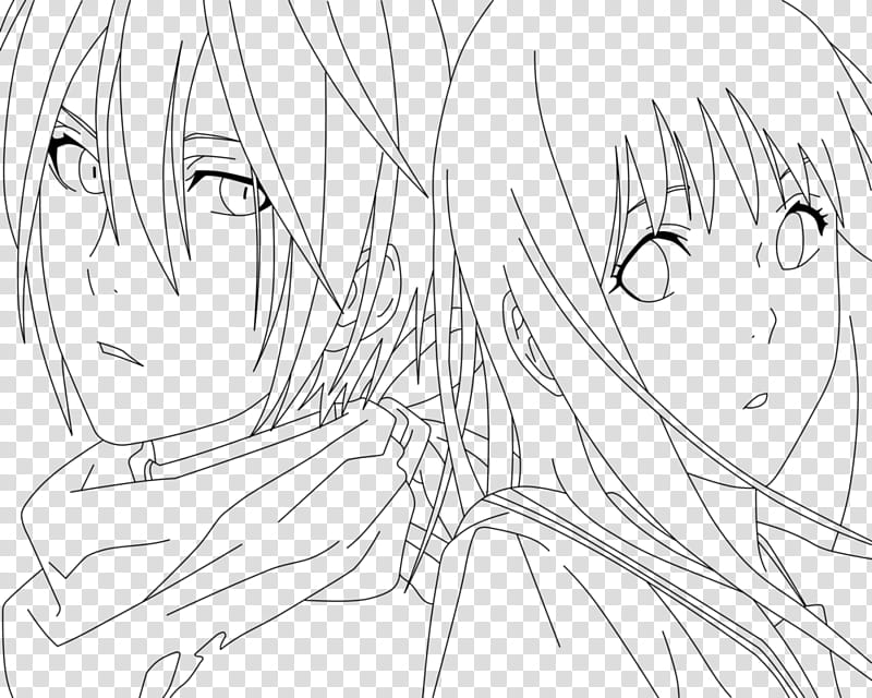 Yato and Hiyori | Line Art WIP transparent background PNG clipart