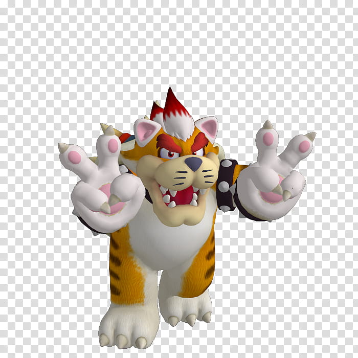 Meowser Super Mario d World, orange and white tiger character transparent background PNG clipart