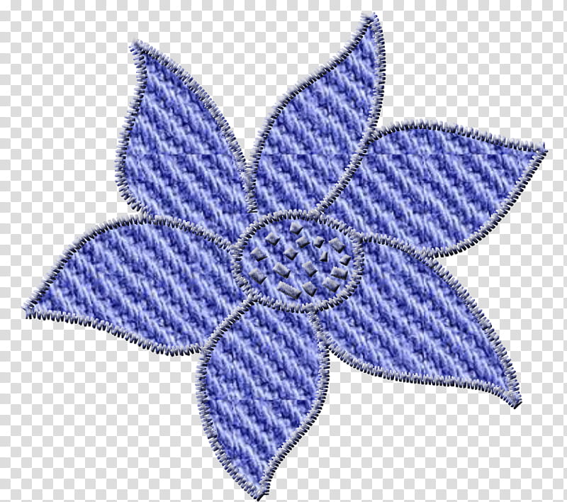 embroidery, blue petaled flower illustration transparent background PNG clipart