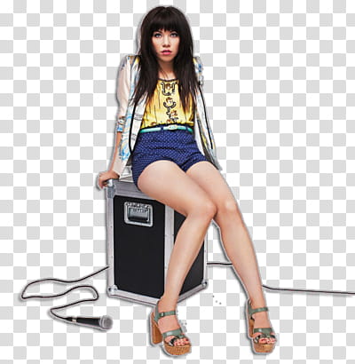 Carly Rae Jepsen, woman sitting on music box transparent background PNG clipart