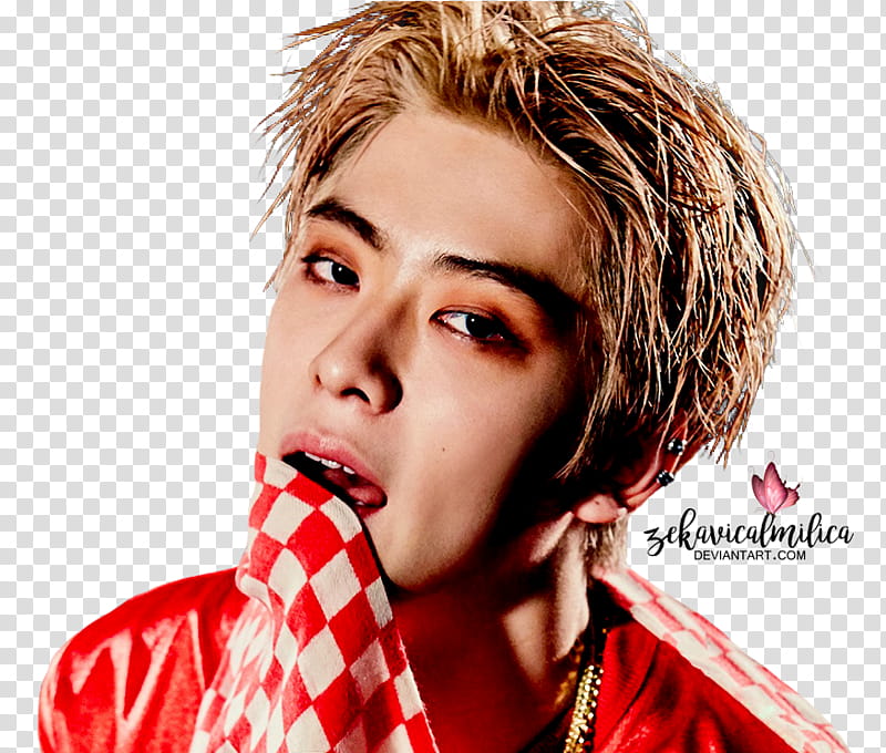 NCT  Jaehyun Limitless, man wearing red and white top transparent background PNG clipart