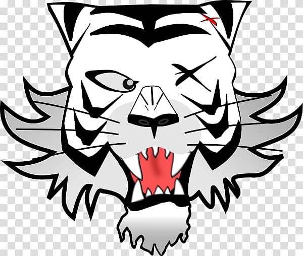 Carnival Logo, Mask, Drawing, Alien Mask, White Tiger, Bengal Tiger, Head, Blackandwhite transparent background PNG clipart