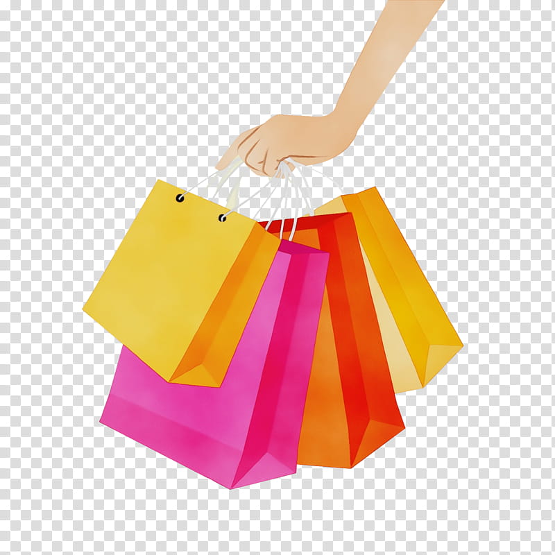 Shopping bag, Watercolor, Paint, Wet Ink, Yellow, Tote Bag, Handbag, Packaging And Labeling transparent background PNG clipart