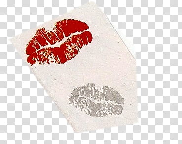 , two red and gray kiss mark on white towel transparent background PNG clipart