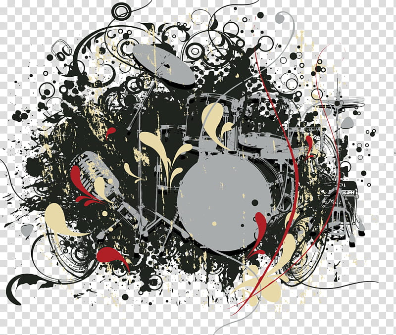 Music Background, black and gray drum set transparent background PNG clipart