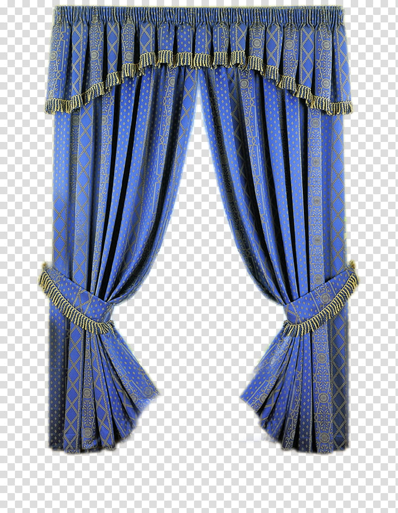 blue curtians, blue and gold curtain transparent background PNG clipart