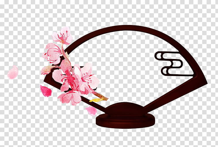 Chinese New Year, Hand Fan, China, Chinoiserie, Pink, Petal, Hair Accessory transparent background PNG clipart