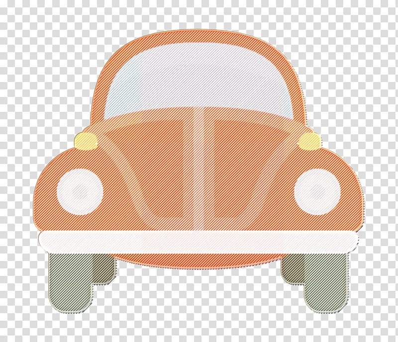 Car icon Basic Flat Icons icon, Orange, Cartoon, Vehicle, Compact Car, Baby Toys transparent background PNG clipart
