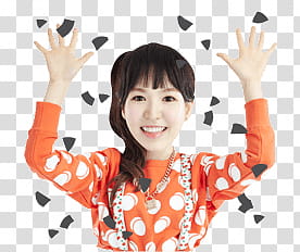 Red Velvet wendy kakao talk emoji, smiling woman raising her hands transparent background PNG clipart