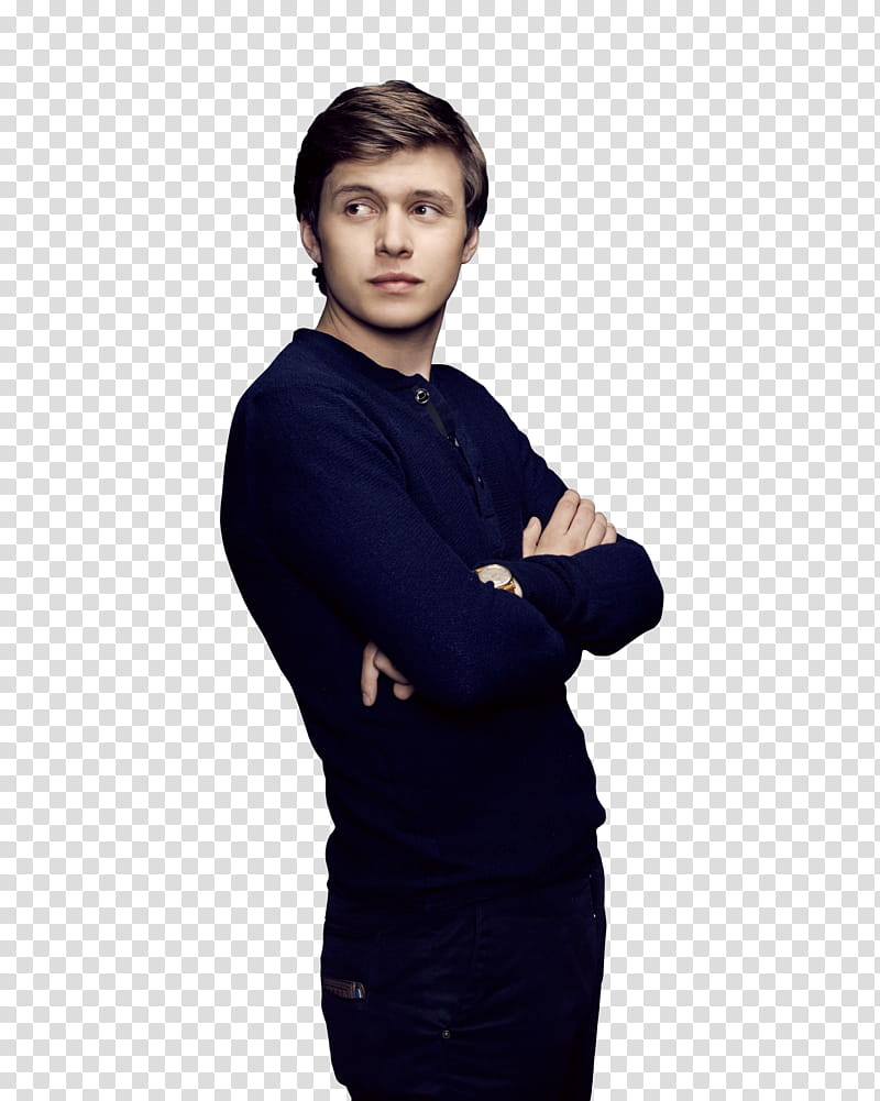 Nick Robinson, man in black long-sleeved top cross arms transparent background PNG clipart