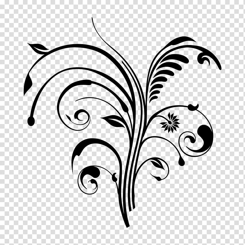 black flower motif transparent background PNG clipart