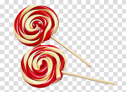 Candy , two red and yellow lollipops transparent background PNG clipart