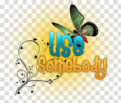 Paramore Covers Text, green and black butterfly Use Somebody text overlay transparent background PNG clipart