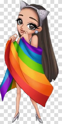 Arimoji part I elliexcutiepie, woman carrying LGBT flag transparent background PNG clipart