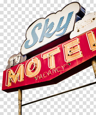 , Sky Motel lighted standee transparent background PNG clipart