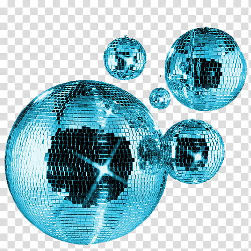 DiSCO BAllS, five blue mirror balls transparent background PNG clipart