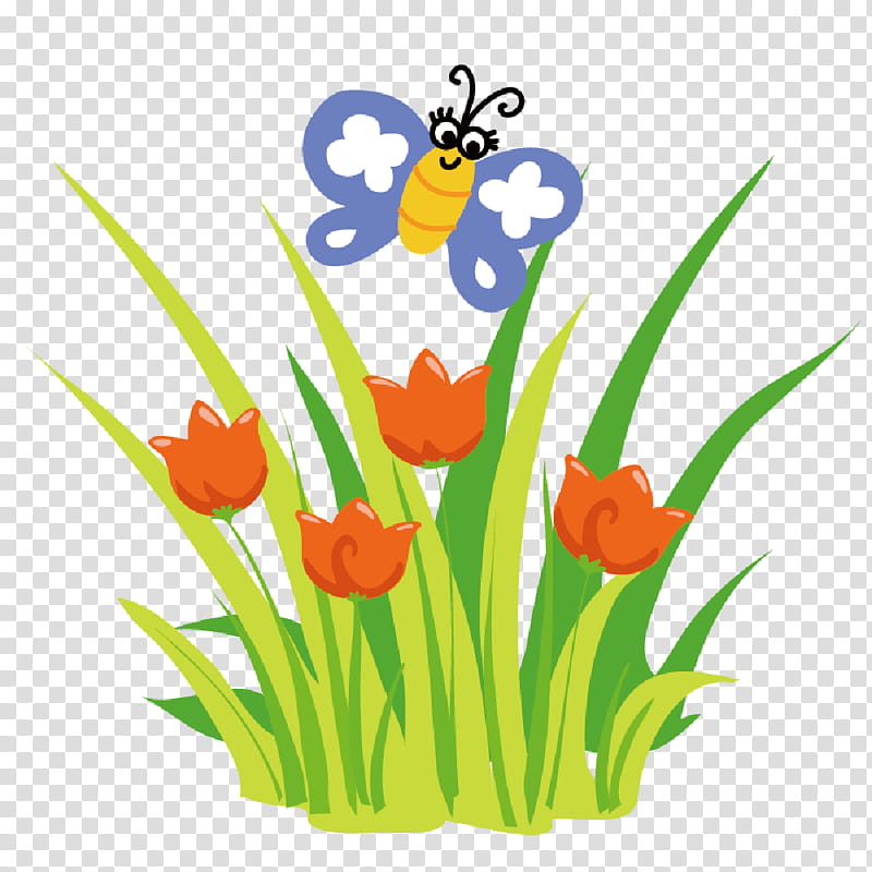 Floral Flower, Cartoon, Insect, Animation, Color, Plant, Grass, Tulip transparent background PNG clipart