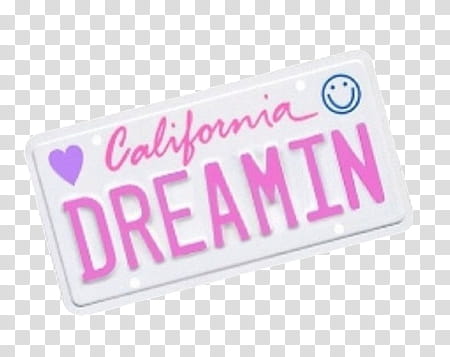 , California Dreamin license plate illustration transparent background PNG clipart