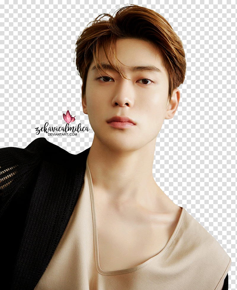 NCT Jaehyun Doyoung Johnny ARENA, man wearing brown scoop-neck top transparent background PNG clipart