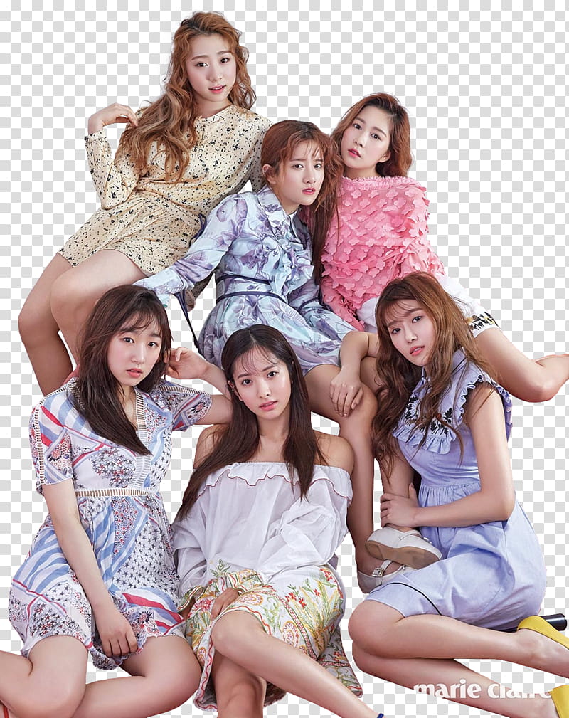 WJSN Cosmic Girls for Marie Claire, six women poses for transparent background PNG clipart