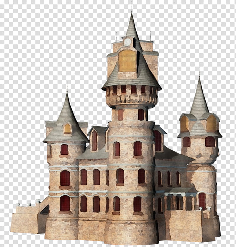 landmark medieval architecture castle turret steeple, Watercolor, Paint, Wet Ink, Historic Site, Building, Spire transparent background PNG clipart