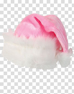 Christmas, pink and white fleece Christmas cap transparent background PNG clipart