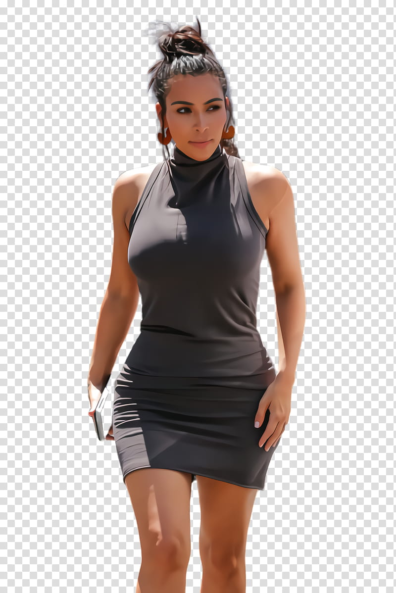 Hair, Kim Kardashian, Little Black Dress, Fashion, Shoulder, Costume, Highheeled Shoe, Furry Fandom transparent background PNG clipart