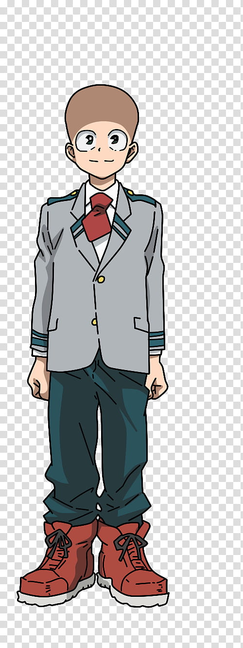 BNHA male profile uniform base, illustration of boy wearing gray school uniform anime character transparent background PNG clipart