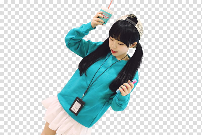 RENDER Hong Young Gi, woman wearing teal jacket with white mini skirt transparent background PNG clipart