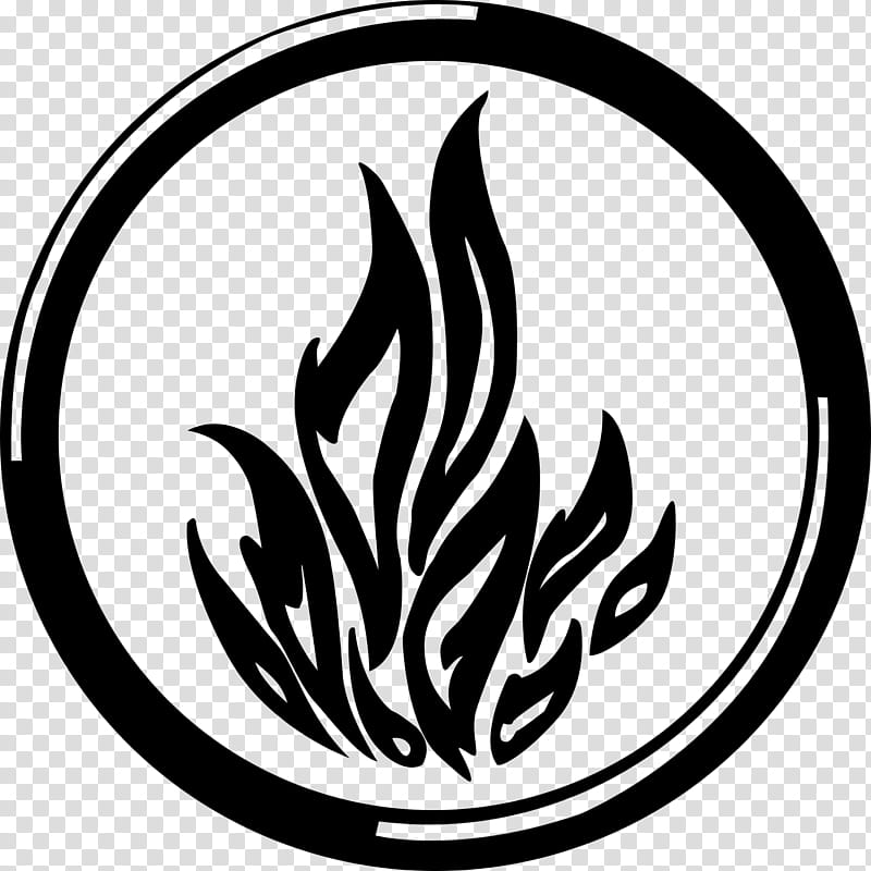 Black Dauntless Logo Simple, round black and white fire logo transparent background PNG clipart