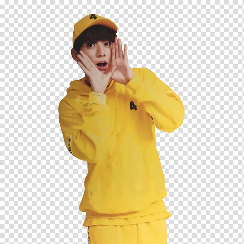 Jungkook , man raising his hands while talking transparent background PNG clipart