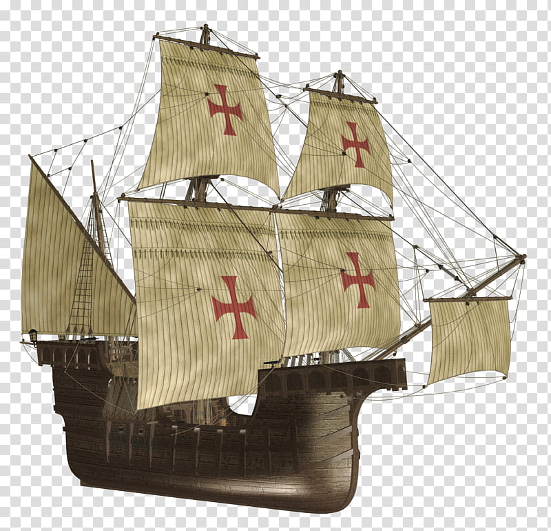 Galleon, beige sailing ship transparent background PNG clipart