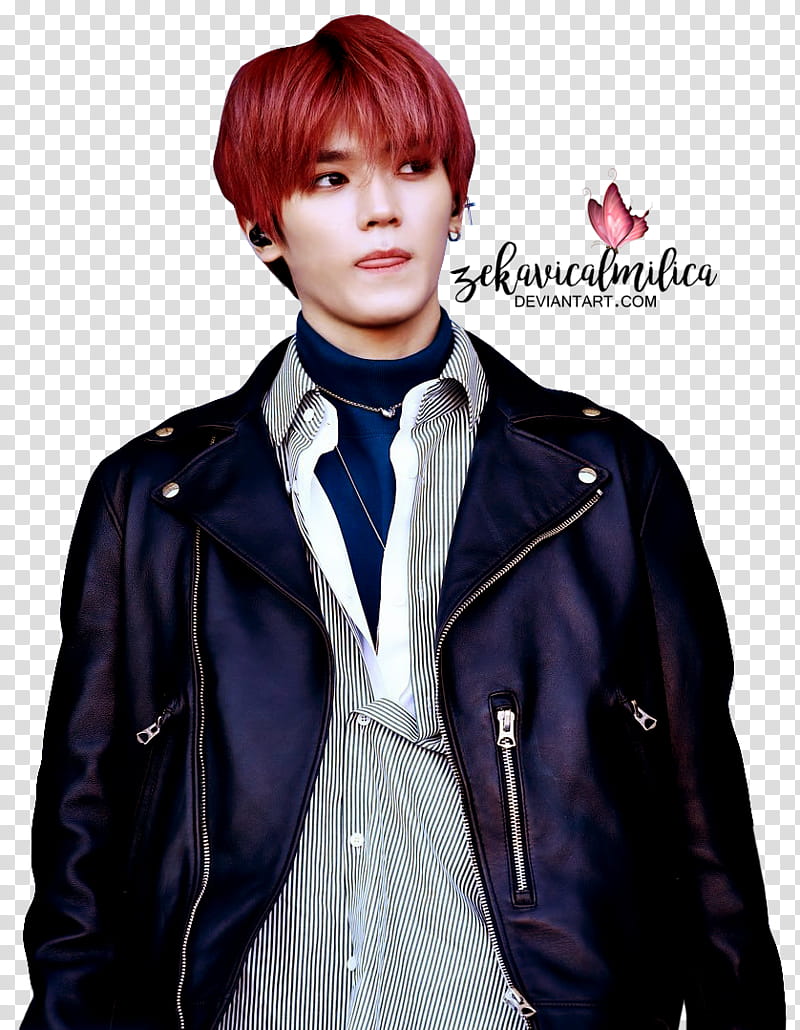 NCT Taeyong , man wearing blue zip-up jacket transparent background PNG clipart