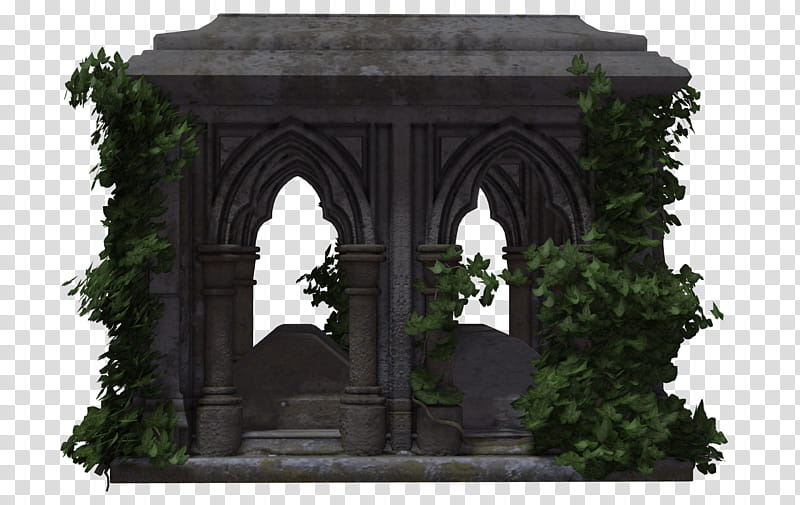 Gothic Tomb , gray concrete structure transparent background PNG clipart