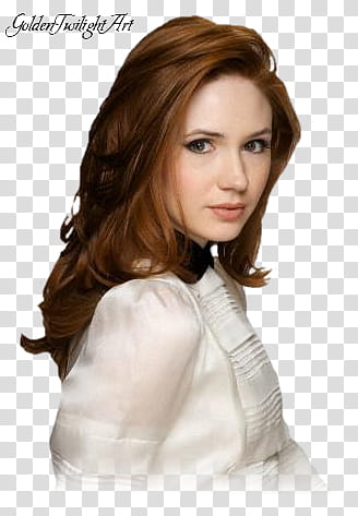Karen Gillian, unknown celebrity wearing white blouse transparent background PNG clipart