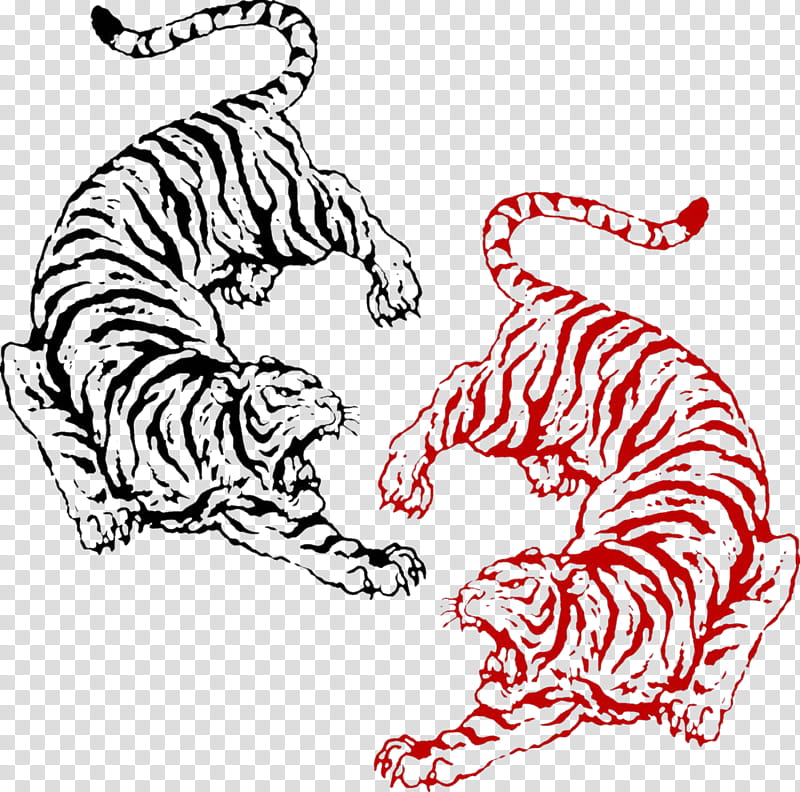 white tiger line art