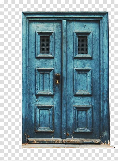 , closed blue wooden doors transparent background PNG clipart