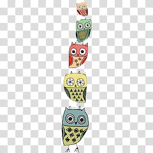 Weird Stuff II, five assorted-color owl sillustration transparent background PNG clipart