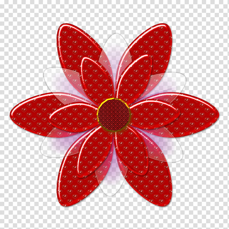 Decorative flowerses in, red and white petaled flower art transparent background PNG clipart