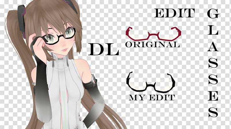 [MMD] Glasses Edit [DL], long-haired female character wearing glasses illustration transparent background PNG clipart