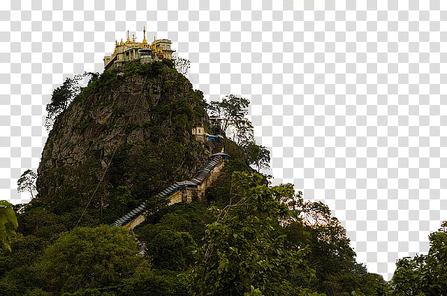Mountains , yellow castle on hill transparent background PNG clipart