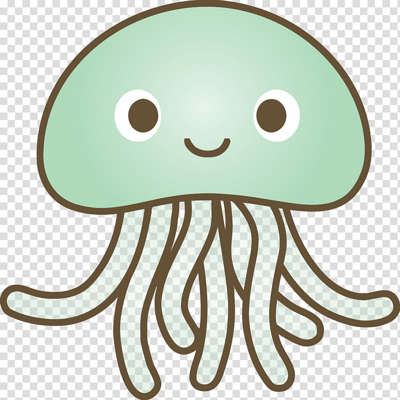baby jellyfish jellyfish, Hair, Octopus, Green, Cartoon, Head, Nose, Moustache transparent background PNG clipart