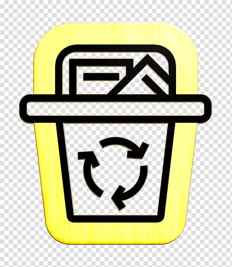 Recycle bin icon Business Essential icon Trash icon, Yellow, Symbol, Sign transparent background PNG clipart