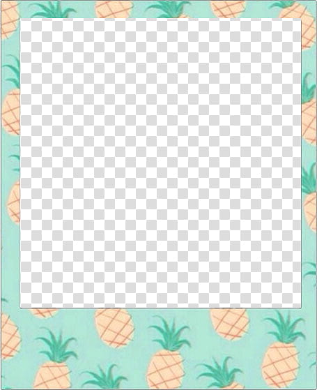 Polaroids , square blue frame with pineapple illustration transparent background PNG clipart