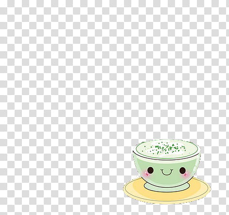 Kawaii Food, smiling round green bowl illustration transparent background PNG clipart