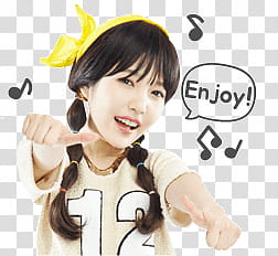 Red Velvet joy kakao talk emoji, girl doing hand signage transparent background PNG clipart