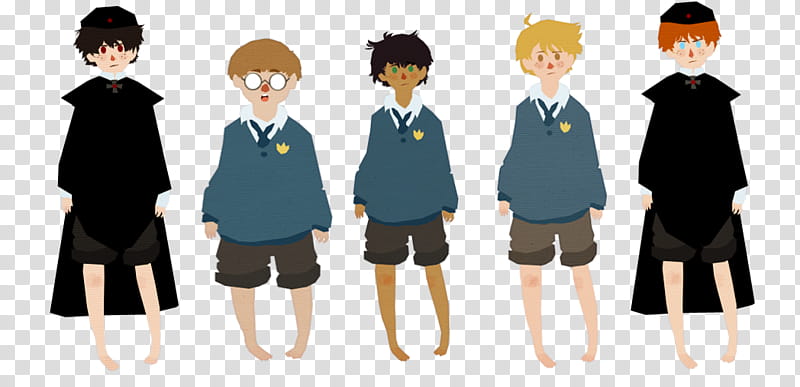 Pocket sized Lord of the Flies, five boys artwork transparent background PNG clipart