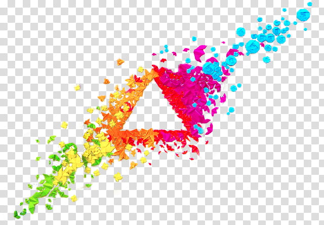 Origami Triangle Art , blue, red, and yellow petaled flowers transparent background PNG clipart