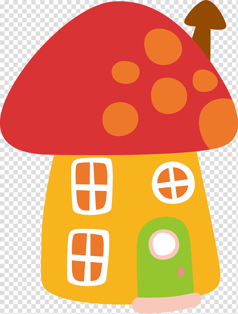 Mushroom, House, Fungus, Common Mushroom, Drawing, Yellow, Orange, Headgear transparent background PNG clipart