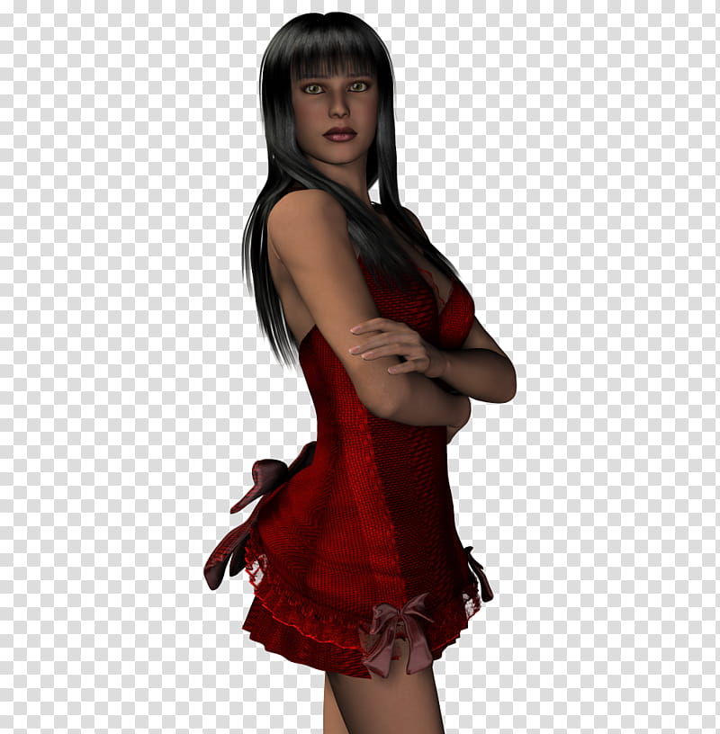 , woman wearing red nighties digital art transparent background PNG clipart